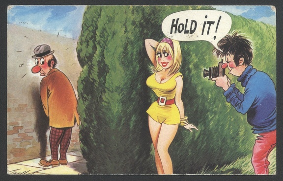 Item no. FP42 (funny postcard)
The caption reads: Hold it ! . Item no. FP42 (funny postcard).jpg