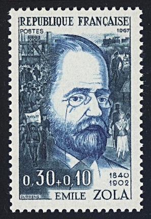 Item no. S566 (stamp)
Type: stamp
Country: France
Date of issue: 4 February 1967
Catalog number: Michel no. 1572 (of 1571 – 1572)
Stamp of a 2-stamp set honoring famous personalities. It shows portrait of EMILE ZOLA (1840 – 1902), French novelist, the best-known practitioner of the literary school of naturalism, and journalist. In 1888 he took up photography and obtained a near professional level of expertise. His photographs were exhibited in Paris at the World’s Fair EXPOSITION UNIVERSELLE in 1900.
xxxx RF ZOLA 67.jpg