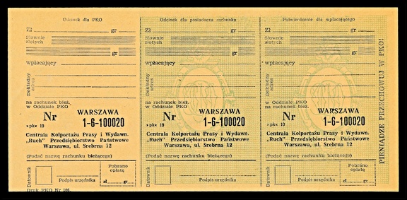 Item no. P2297b (money transfer form)