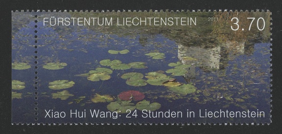 Item no. S338 (stamp)
Type: stamp
Country: Liechtenstein
Date of issue: 9 September 2011
Catalog number:
Stamp (II) of 2-stamp set presenting Liechtenstein landscape photographed by Chinese female photographer Xiao Hui Wang (b. 1957). The photograph the stamp was based upon was part of an photographic exhibition “24 Hours in Liechtenstein”.
Item no. S338 (stamp).jpg