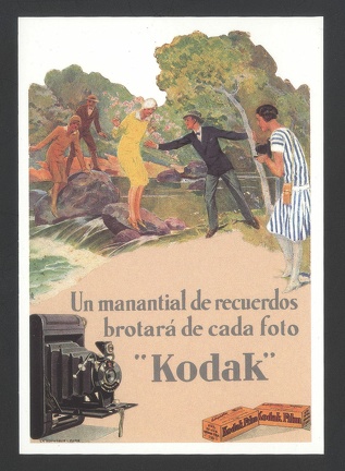 Item no. AP2 (ad postcard)
Type: postcard
Country: Spain (contemporary reproduction)
The caption reads: “Kodak – a fountain of photographic memories”.
Item no. AP2 (ad postcard).jpg