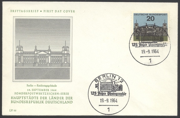 Item no. C193 (cancel)
Type: cancel
Country: Germany
Date of use: 19 September 1964
Cancel (CTO) on cover commemorating the 125th Anniversary of Photography.
Item no. C193 (cancel).jpg