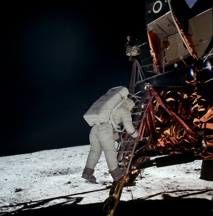 Item no. PH13 (photo)
Photograph upon which based was the design of the following items: S348, S352, S355.
Shown is a photograph of astronaut Edwin “Buzz” Aldrin descending Lunar Module “Eagle” ladder, taken by the Apollo 11 mission (1969) commander NEIL ARMSTRONG.
Item no. PH13 (photo).jpg
