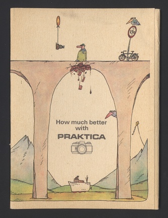 Item no. AP58 (ad postcards wrapper)
Type: cover
Country: Germany (1989)
Wrapper of a 10-postcard set advertising PRAKTICA SLR cameras, manufactured by VEB Pentacon Dresden, with slogan “How much better with Praktica”.
Item no. AP58 (ad postcards wrapper).jpg