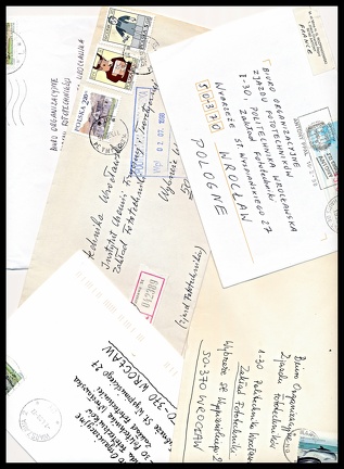 Some letters (mix 2) received by Katedra Fototechniki from those interested in participating in the congress... Zjazd - listy 2 1998.jpg