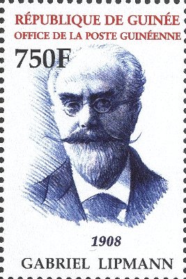 Item no. S49 (stamp)
Type: stamp
Country: Guinea
Date of issue: 20 February 2002
Catalog number: Scott 2128
Stamp honoring French physicist Gabriel LIPPMANN (1845-1921) Nobel Prize laureate of 1908 (for inventing interference method of reproducing colors in photography).
Item_no._s49__stamp_.jpg